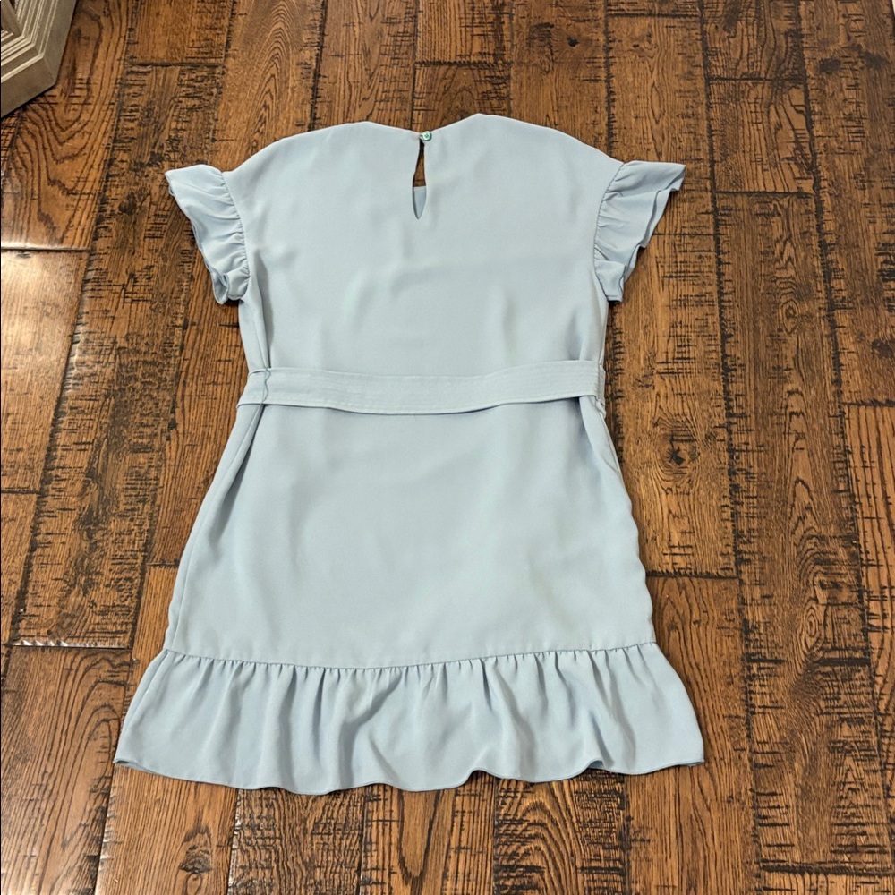 Wilfred Powder Blue Ruffle Wrap Mini Dress - Picture 7 of 10